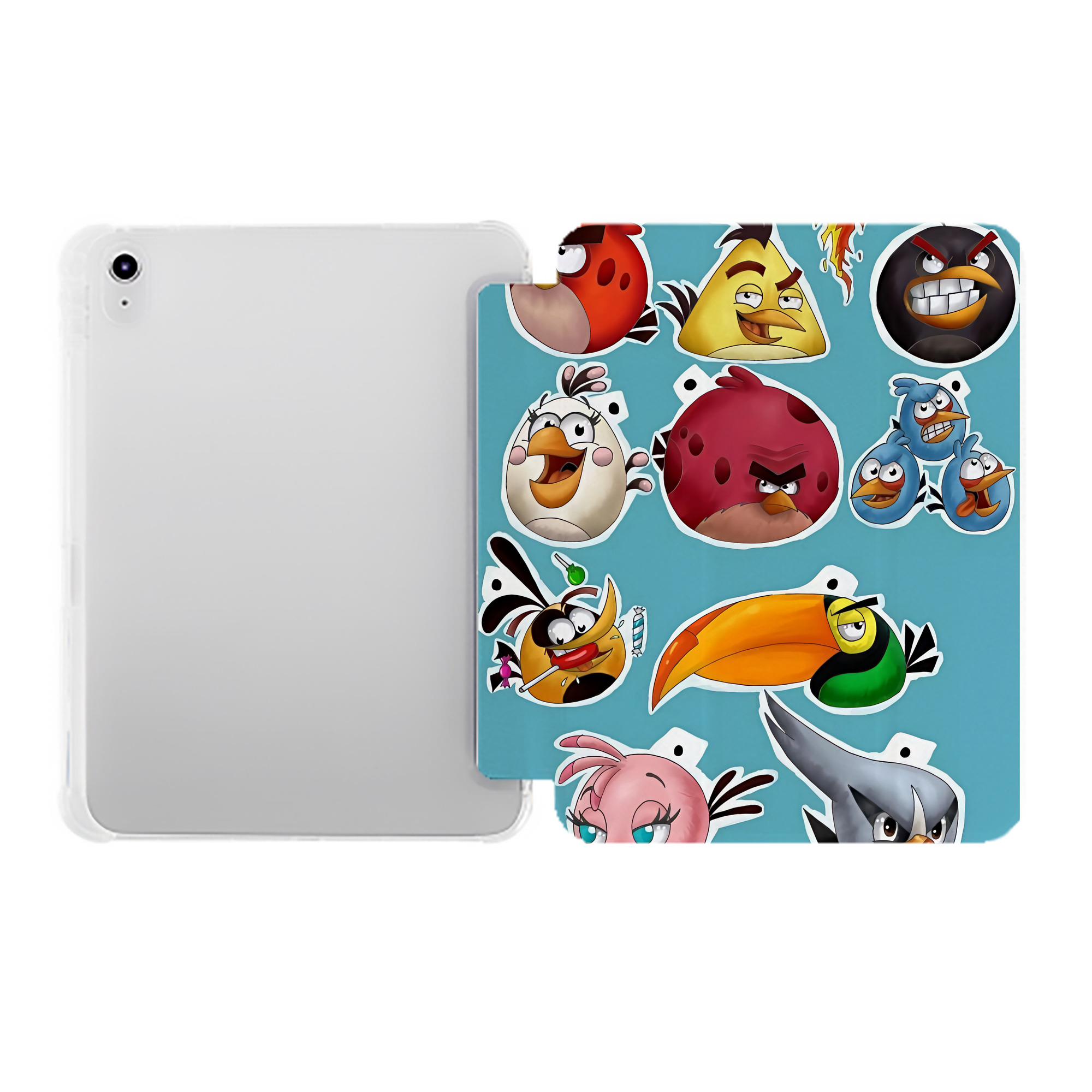 （画像用） Angry Birds アングリーバード IPad ケース ペン収納付き 三つ折りスタンド PUレザー×シリコン 対応機種9.5/10.5/10.9インチ